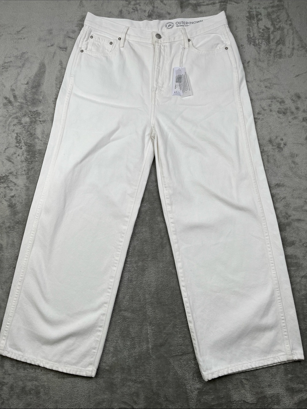 NEW Outerknown 32 The Beachwood Wide Leg Jeans White 100% Organic Cotton USA